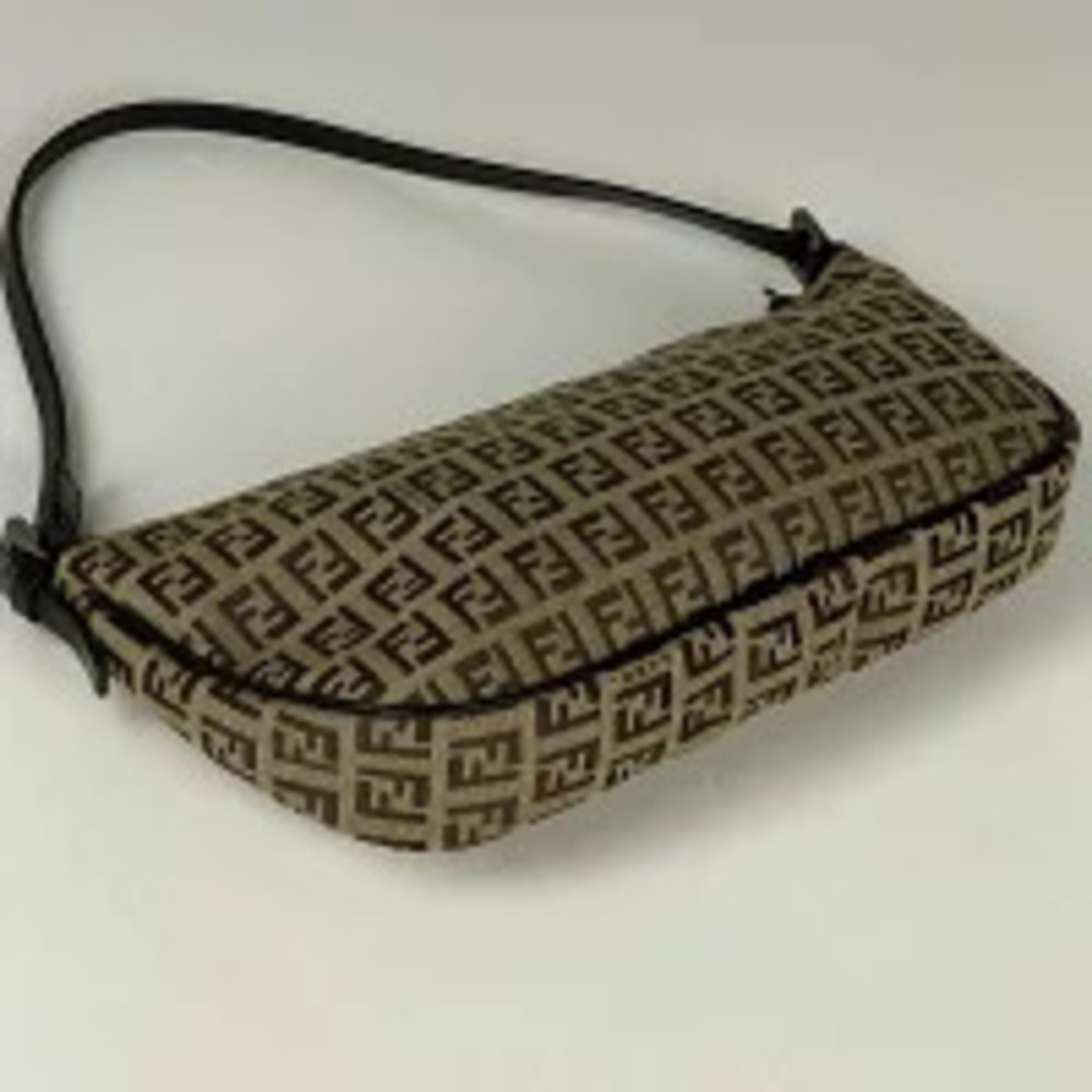 Fendi Handbag Bag Brown Canvas Shoulder Zucchino Brown